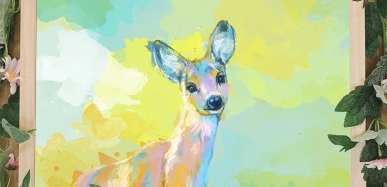 painted deer on a panel